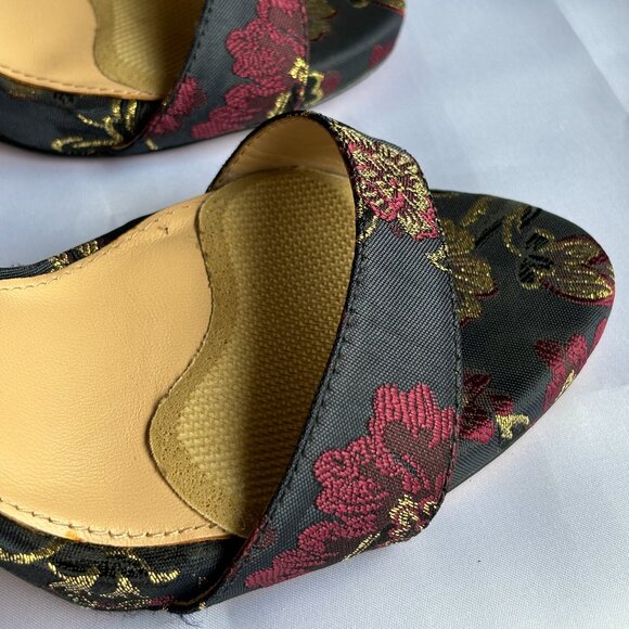 Antonio Melani Navy Blue Satin Floral/Multicolor Heels - Picture 3 of 9